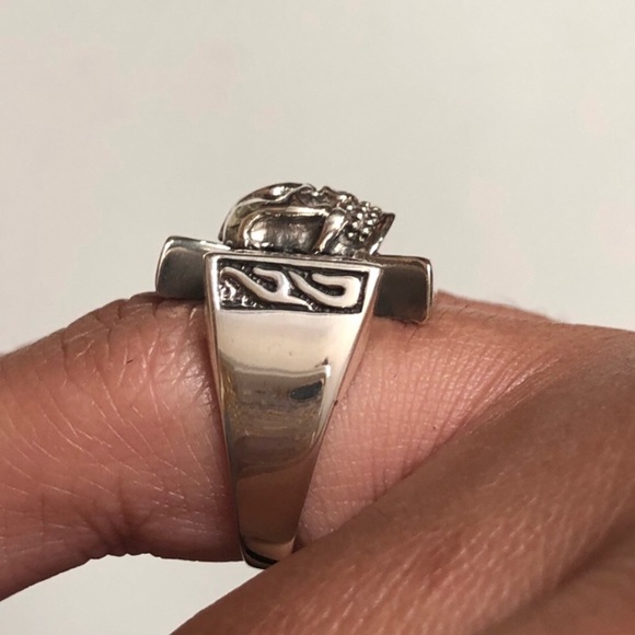 Oxidized Maltese Cross And Skull Ring - Picture 4 of 4